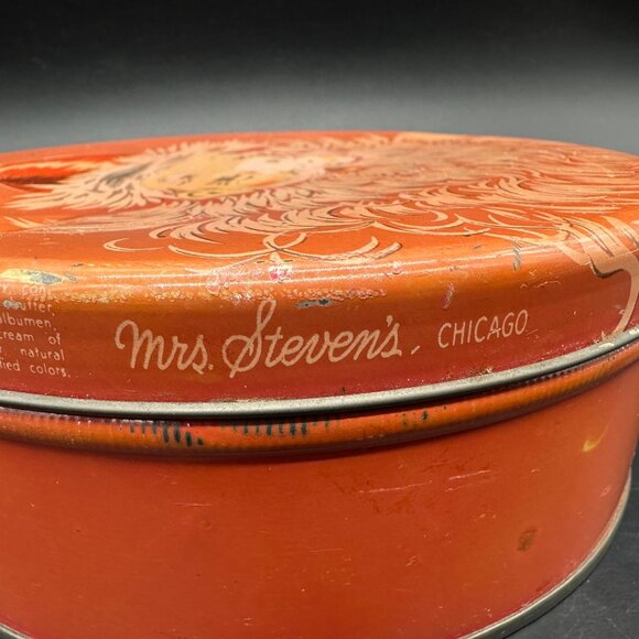 Vintage Santa Claus Candy Tin 1930s Mrs Stevens Red Round Kitschy Metal READ - Picture 12 of 15